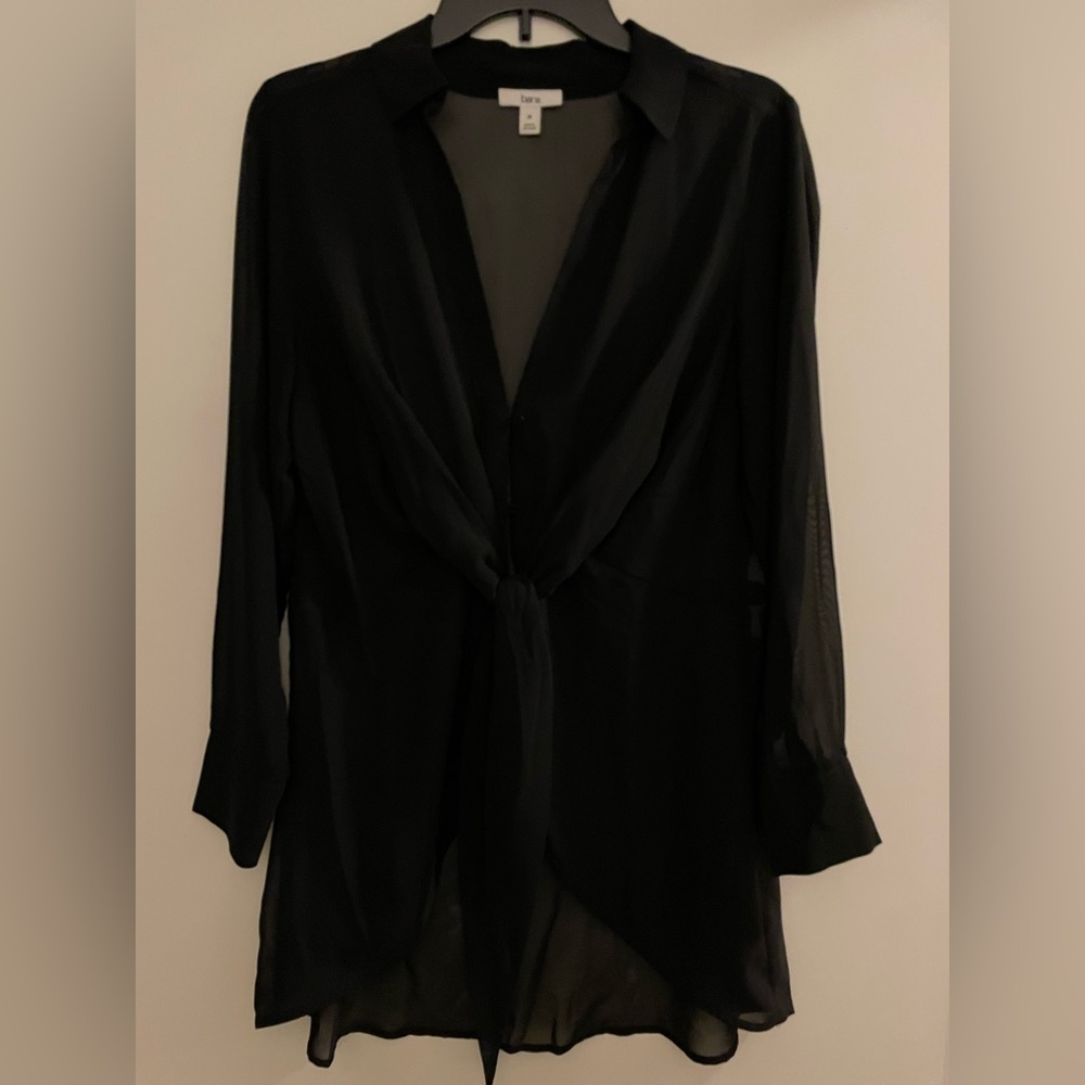 BAR 111 Black Sheer Tunic Blouse M